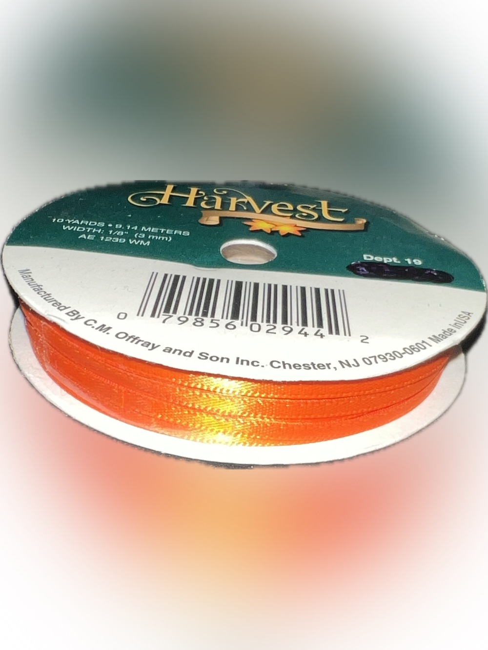 🔴Vintage New Harvest Orange Decorative Ribbon 25 Yds Art Crafts 1.5” Wide